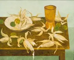 Diamond Bozas, Still Life with Mealies, oil on board