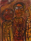 Cecil Skotnes, Pale Prisoners, carved, incised and painted wood