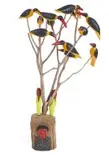 Johannes Maswanganyi, Birds in a Tree, carved and painted wood