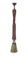 Lucas Sithole, Mother Buffalo (Manyathi) (LS8113), 1983, Swazi teak on a liquid steel base