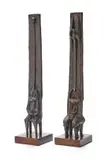 Peter Haden, Rain King and Rain Queen, two, bronze with brown patina on wooden base