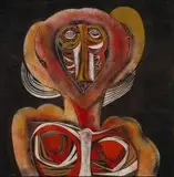 Cecil Skotnes, Shaka, carved, incised and painted wood