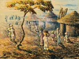 Helen Sebidi, The Village Scene near Pietersburg N. Tvl