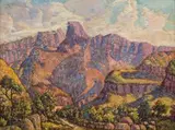 Moses Tladi, Mountain Landscape (Mont-aux-Sources), oil on board
