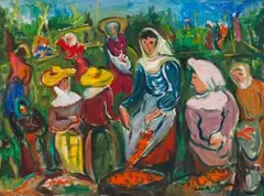Irma Stern, Tomato Pickers, oil on canvas