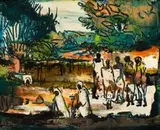 African Afternoon by Walter Battiss, oil on canvas, offered Nov 2018
