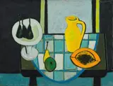 Erik Laubscher, Still Life with Papaya, recto; Still Life with Lemons, verso