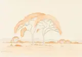Acacias in a Landscape by Jacobus Hendrik Pierneef, watercolour and pencil on paper, sold Jun 2018