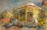 Gregoire Boonzaier, Figures and Houses, Bo-Kaap, pastel on glass paper