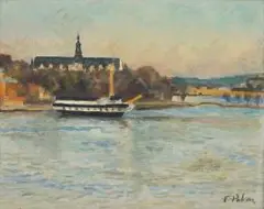 Torsten Palm, Harbour in Sweden, oil on board