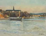 Torsten Palm, Harbour in Sweden, oil on board