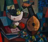 Hennie Niemann Snr, Still Life with Mandolin, oil on board