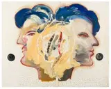Double Heads: Janus by Christo Coetzee, mixed media on paper, sold Jun 2018