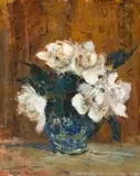 Adriaan Boshoff, Still Life with Magnolias, oil on canvas laid down on board