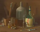 Willem Hermanus Coetzer, Still Life with Bottles and Brushes