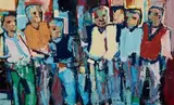 Ephraim Ngatane, Our Gang, oil on board