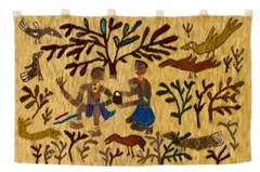 Rorke's Drift, Figures, Birds and Animals, hand-woven karakul-wool tapestry