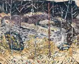 Abstract Landscape by Gordon Vorster, oil on board, sold Jun 2018