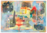 Sam Nhlengethwa, Abstract Composition, mixed media on paper