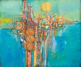 Dirk Meerkotter, Abstract Cityscape, oil on canvas