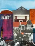 Sam Nhlengethwa, Rush Hour, two, collage and mixed media on canvas