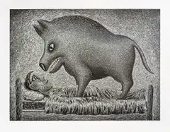 Norman Catherine, Nightshift, linocut