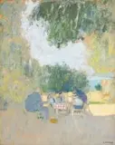 Édouard Vuillard, Goûter en plein air (Tea in the open air), oil on board