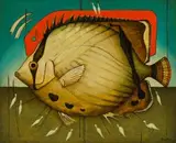The Fish by Alexis Preller, oil on wood, sold Jun 2018