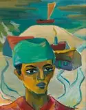 Portrait of a Youth by Maggie Laubser, oil on board, sold Jun 2018