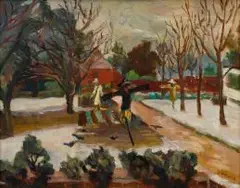 Scarecrows by Maud Sumner, oil on board, sold Jun 2018