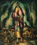 The Storm/The Mapogga Woman by Alexis Preller, oil on canvas board, sold Jun 2018