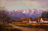 Farm, Worcester by Hugo Naude, oil on board, offered Jun 2018