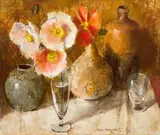 Irmin Henkel, Still Life with Poppies, oil on canvas