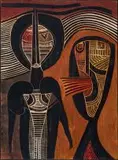 Cecil Skotnes, Verbal Onslaught, carved, incised and painted wood