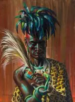 Vladimir Tretchikoff, Witch Doctor, oil on canvas, in the artist’s frame