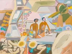People Who Live Under Tables by Walter Battiss, oil on canvas, sold Jun 2018