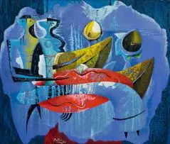 Alexis Preller, Contrapuntal Figures II, oil on canvas