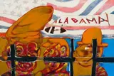 Ubu at the Penitentiary Ball Game by Robert Hodgins, oil on board, offered Jun 2018
