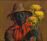 Vladimir Tretchikoff, Flower Seller, oil on canvas in the artist's original frame