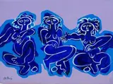 Three Nudes by Walter Battiss, oil on canvas board, sold Jun 2018