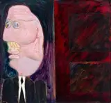 Ubu Portrait by Robert Hodgins, 1990, oil on board, offered Jun 2018