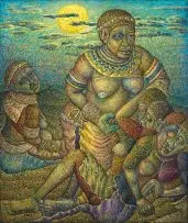Helen Sebidi, Lost Human Life, oil on canvas