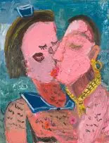 Georgina Gratrix, Kiss Kiss, 2013, oil on Belgian linen