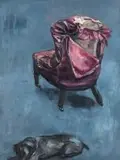 Johann Louw, Stoel en Hond, oil on canvas