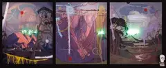 Wayne Barker, In God We Trust, triptych, 2015, mixed media on canvas