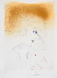La tête by Salvador Dalí, Aquarellierte Kaltnadelradierung auf Japan, sold Nov 2015