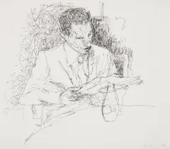Restaurant Sketch by David Hockney, Tinte auf Papier, sold Nov 2015