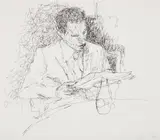 Restaurant Sketch by David Hockney, Tinte auf Papier, sold Nov 2015