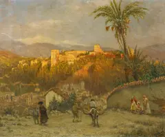 Felix Possart, Blick auf die Alhambra in Granada, Öl auf Leinwand