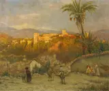 Felix Possart, Blick auf die Alhambra in Granada, Öl auf Leinwand